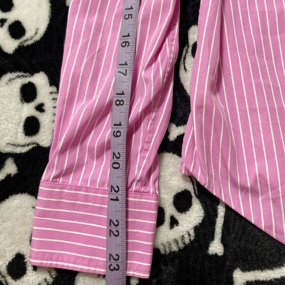 RALPH LAUREN Pink white vertical striped button-down shirt ~ SMALL MEDIUM blouse - Picture 9 of 12